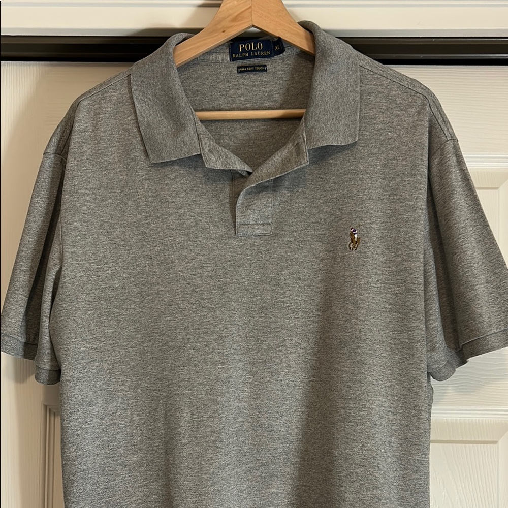 Polo by Ralph Lauren Men's Classic Gray Pima Polo Shirt Size XL